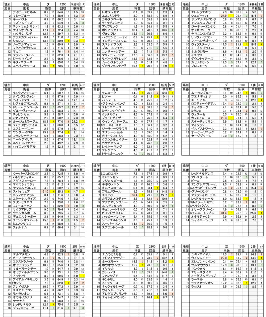 1月11日　中山指数